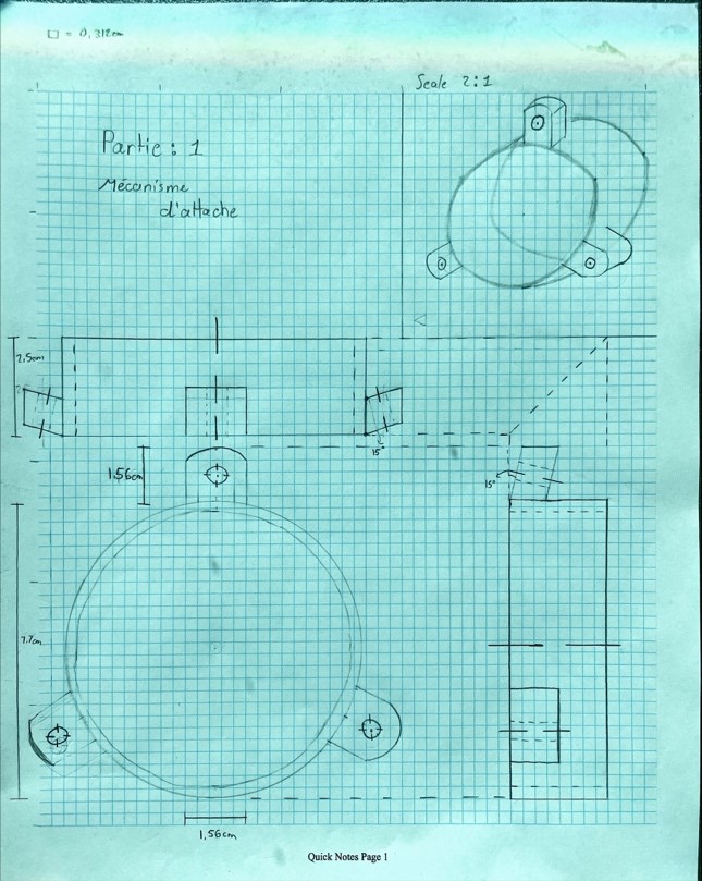 Dessin détaillé d'une pièce d'un accessoire de caméra